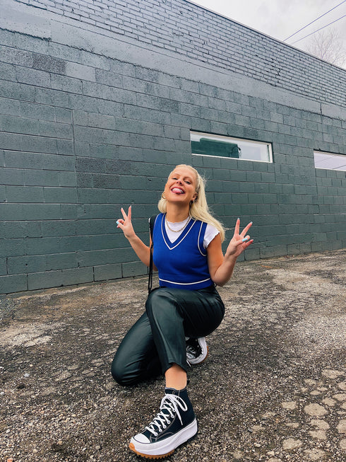 Feeling Electric Knit Vest// Cobalt